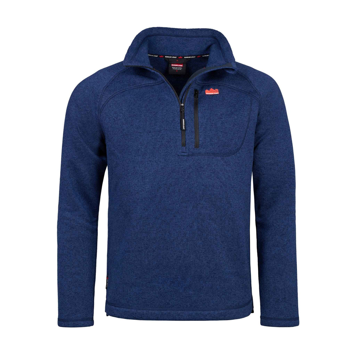 Sugar Loaf Fell Half Zip Fleece Top in Navy Blue from the front left on white background