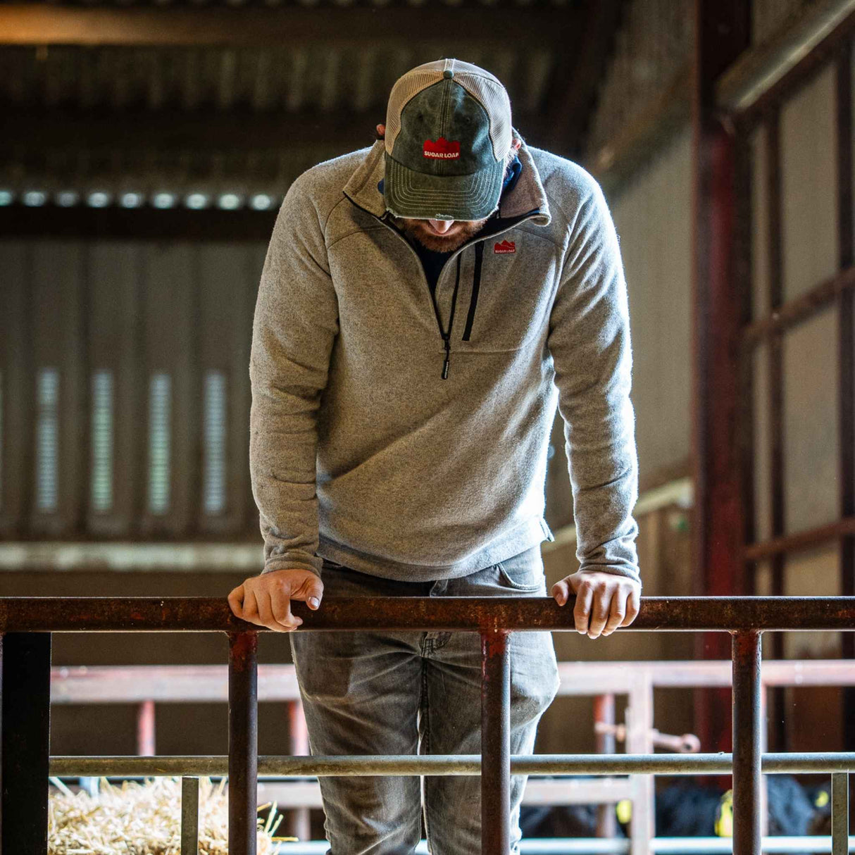 Sugar Loaf Fell Half Zip Fleece Top in Ash Grey for agricultural work