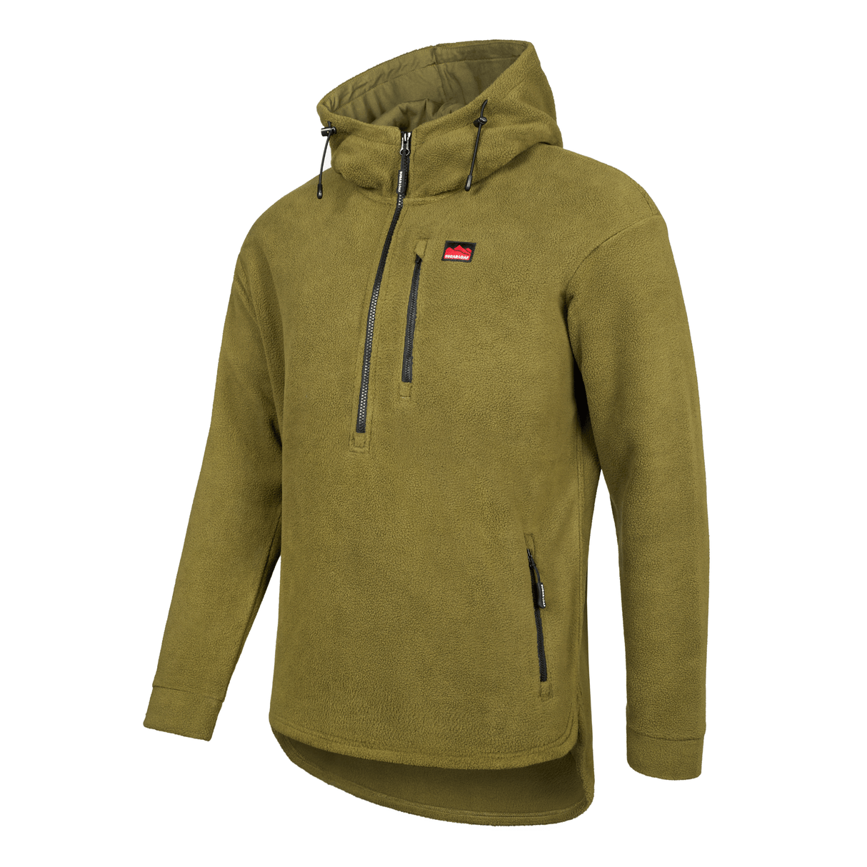 Sugar Loaf Shepherd Polar Fleece Hoodie in Khaki from the front left