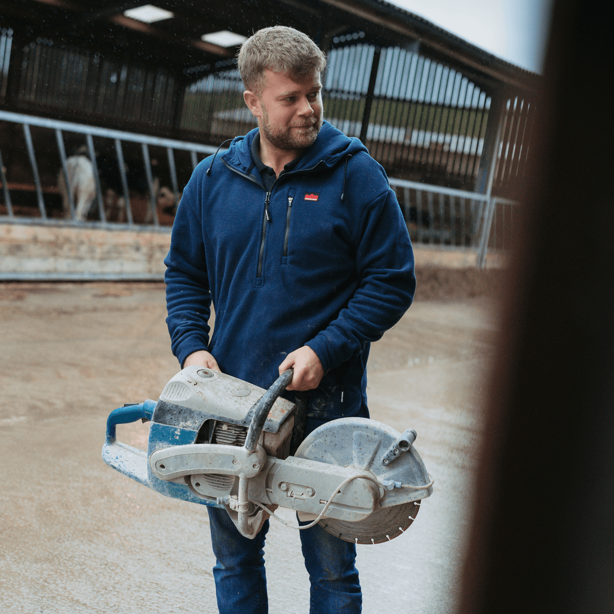 Sugar Loaf Shepherd Polar Fleece Thermal Hoodie in Navy Blue for farm work, workwear