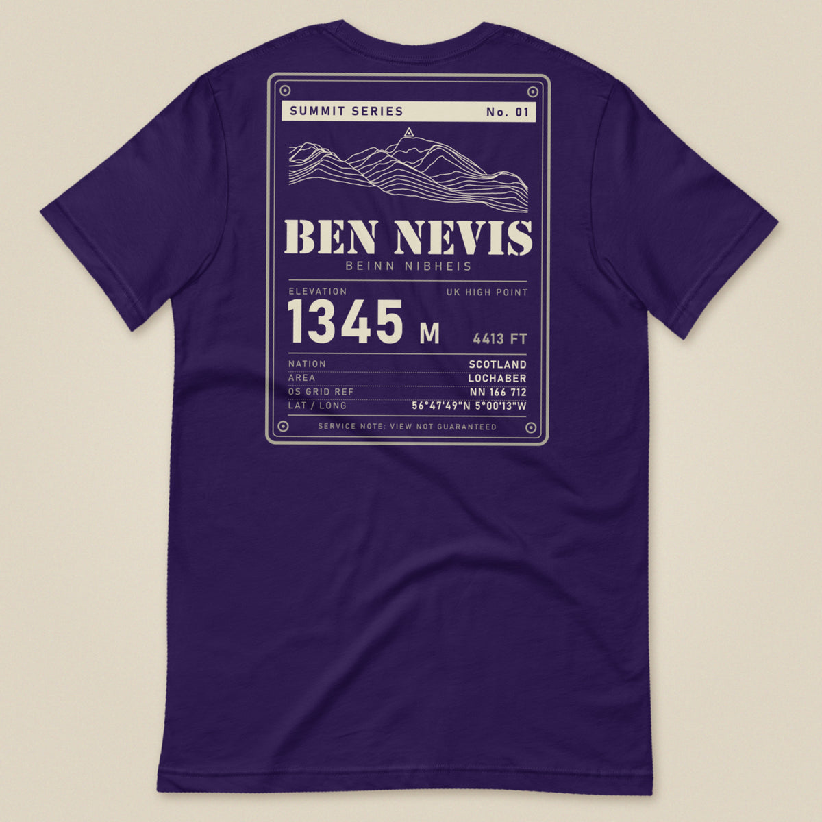 Summit Series Ben Nevis T-Shirt in Team Purple, laid flat, back view