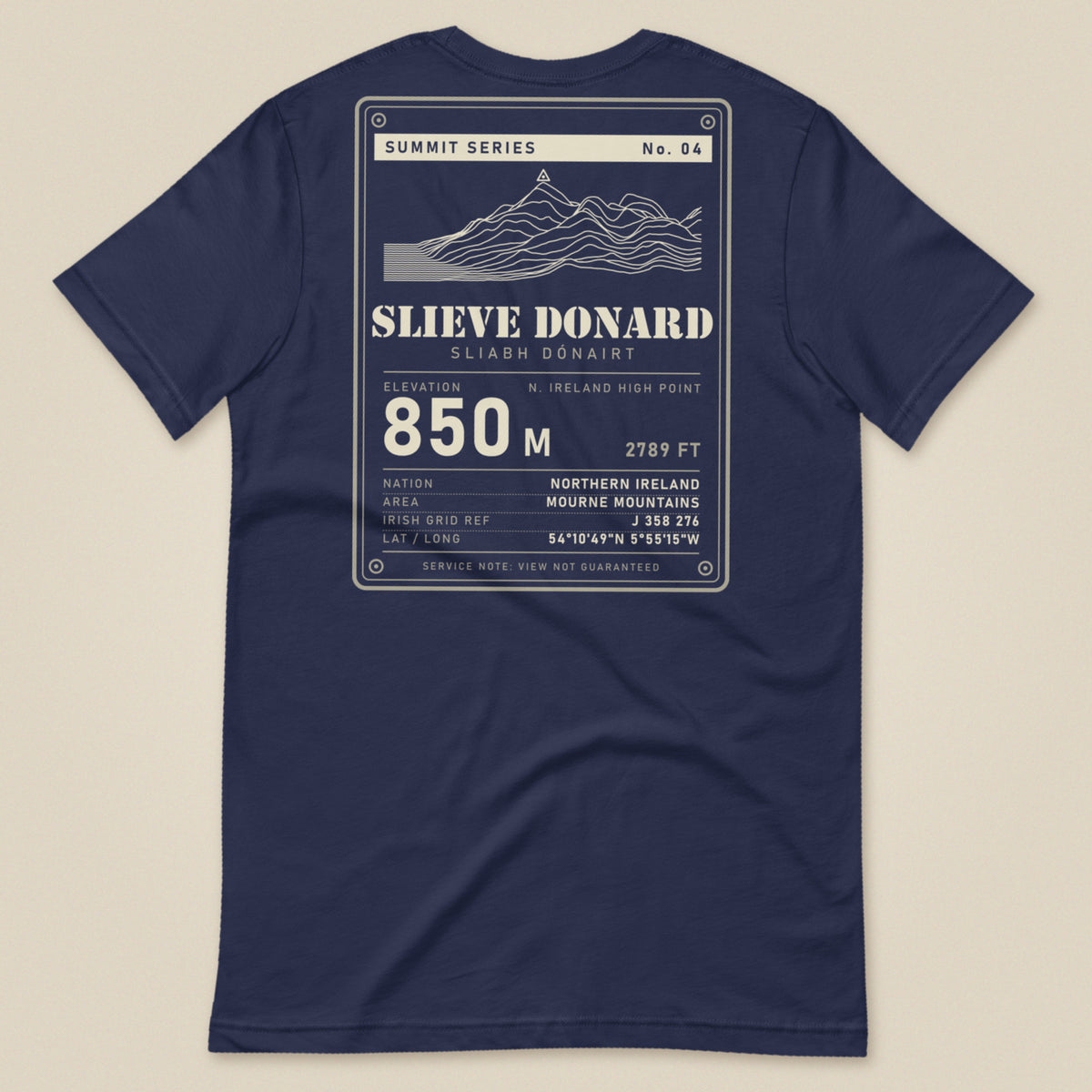 Summit Series Slieve Donard T-Shirt in Navy, laid flat, back view