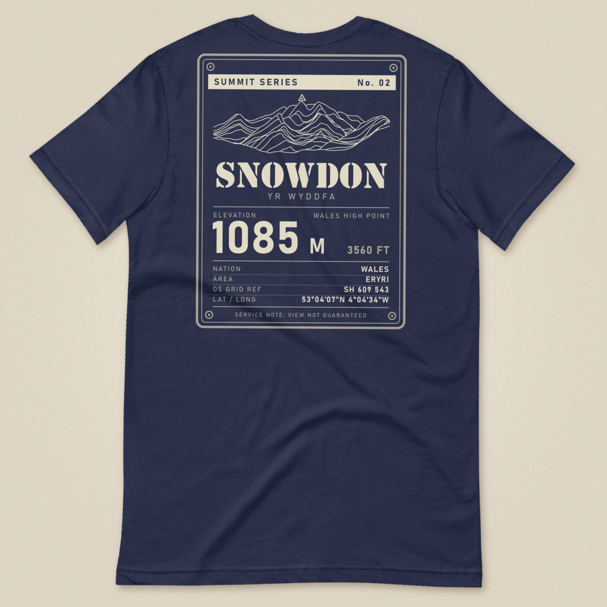 Summit Series Snowdon T-Shirt in Navy, laid flat, back view