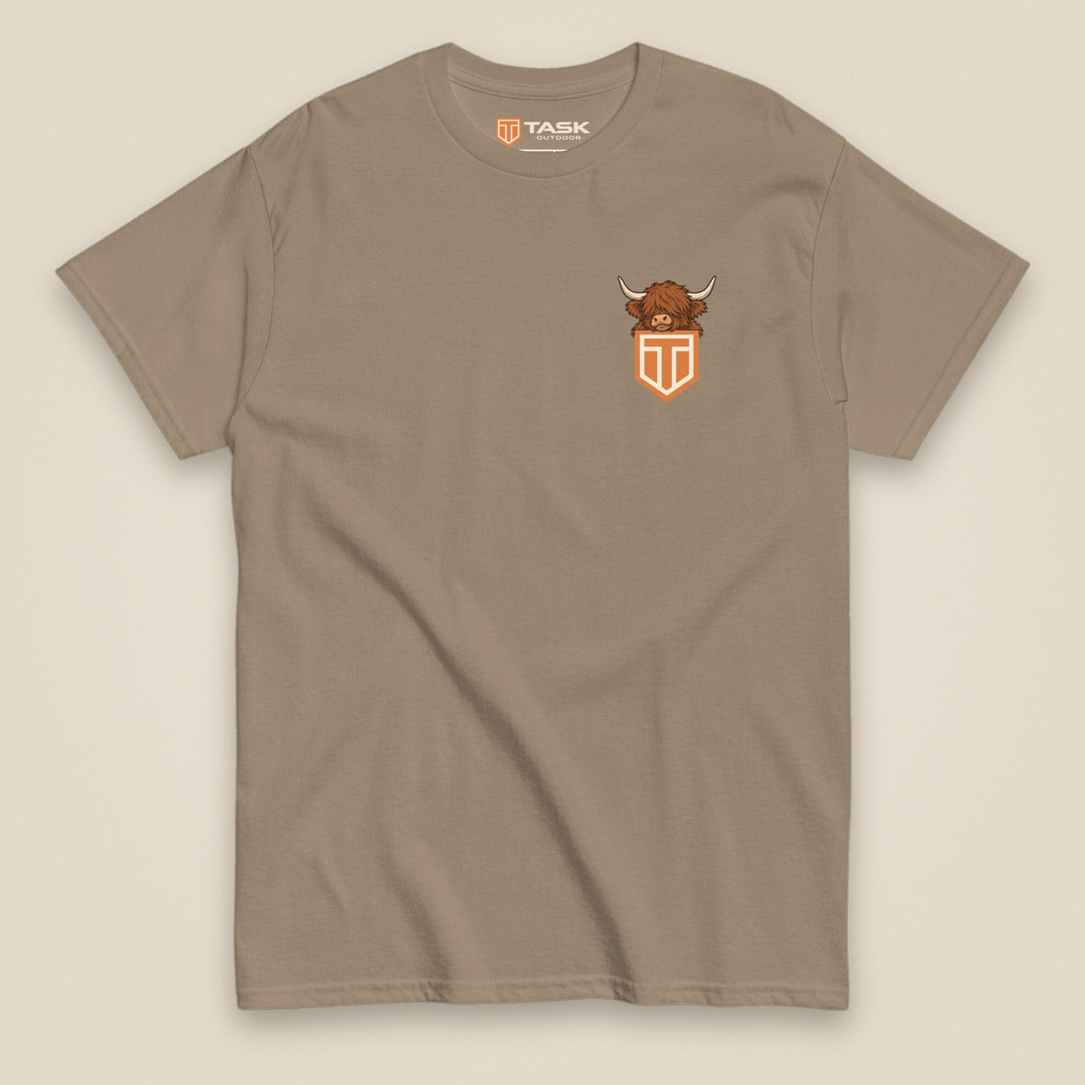 Clag Appreciation Society Double Sided T-Shirt in Brown Savana, front view