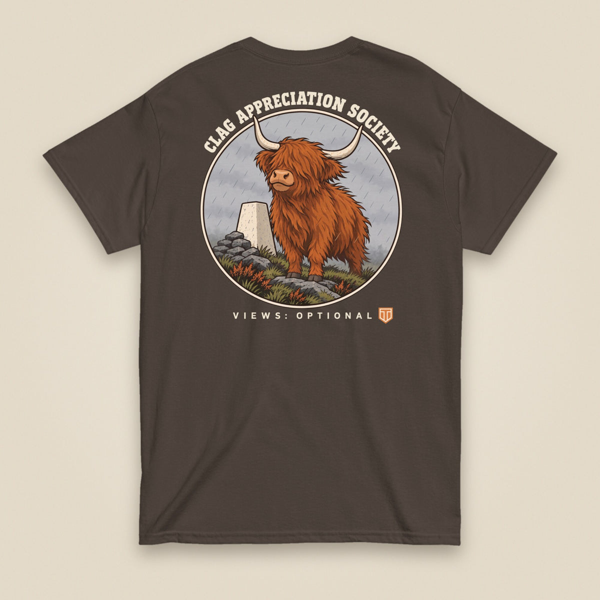 Clag Appreciation Society Double Sided T-Shirt in Dark Chocolate, back view