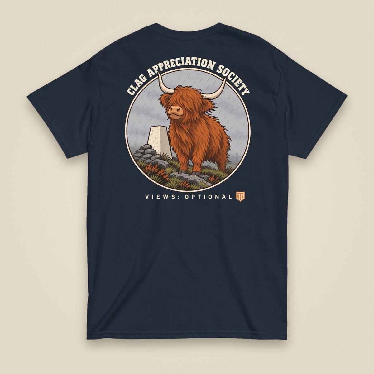 Clag Appreciation Society Double Sided T-Shirt in Navy, back view