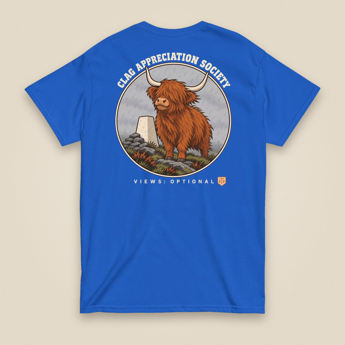 Clag Appreciation Society Double Sided T-Shirt in Royal, back view