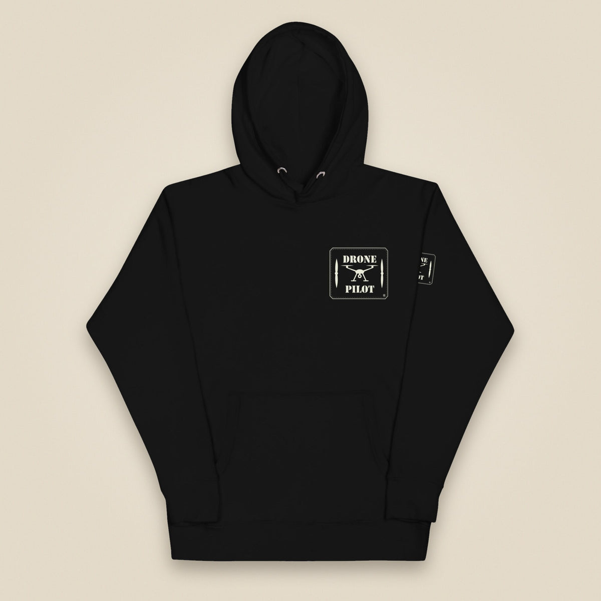 Drone Pilot Unisex Hoodie in Black, front view