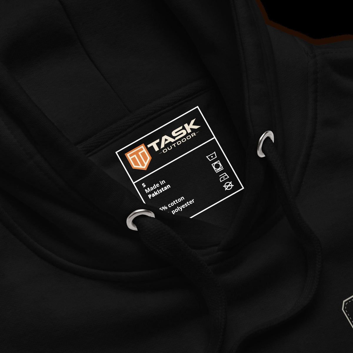 Drone Pilot Unisex Hoodie in Black, neck label detail