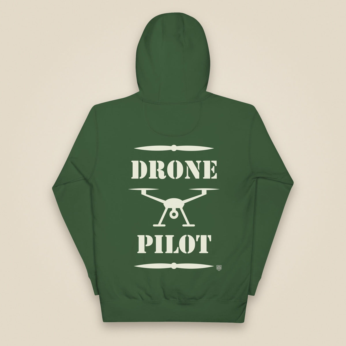 Drone Pilot Unisex Hoodie in Forest Green, back view