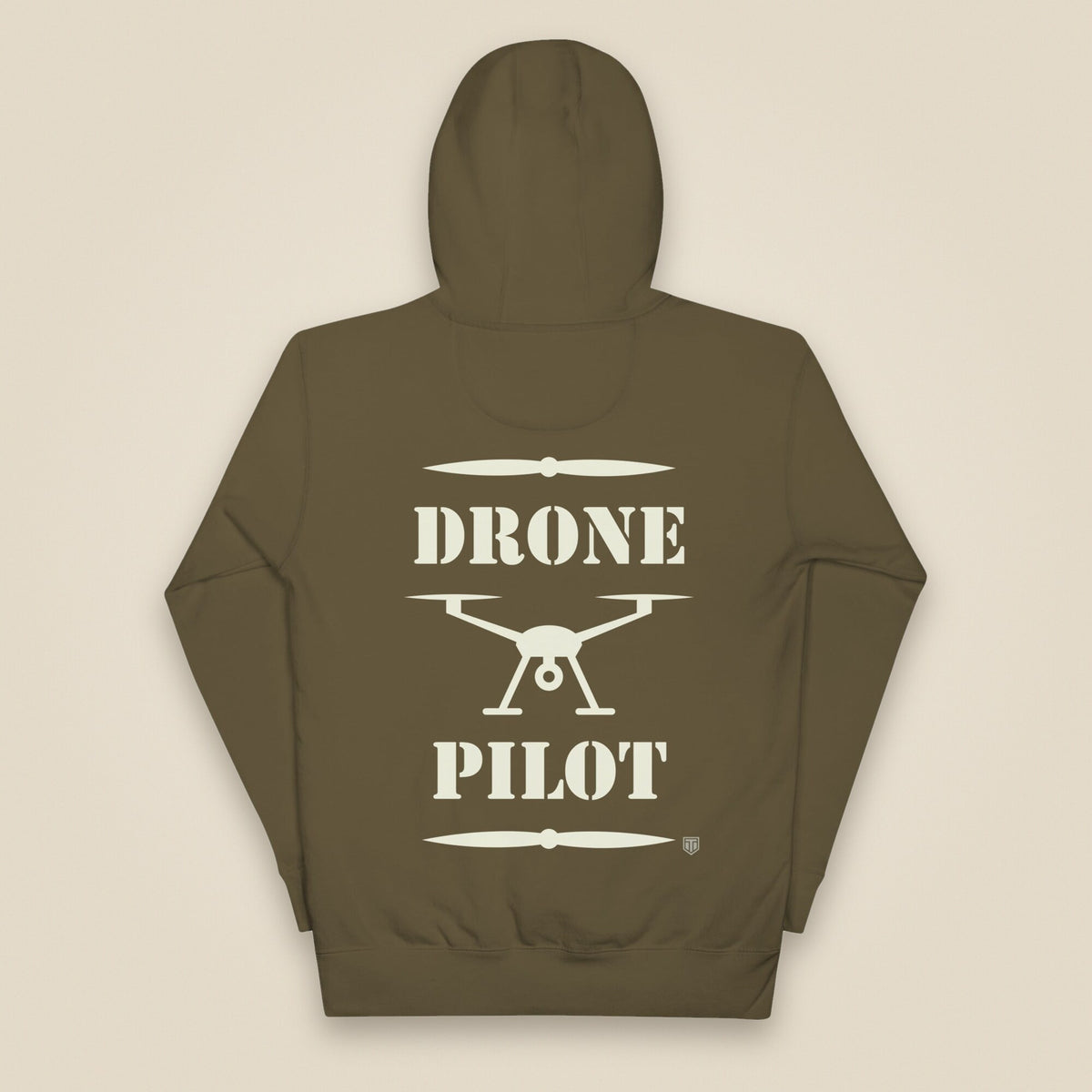 Drone Pilot Unisex Hoodie in Military Green, back view
