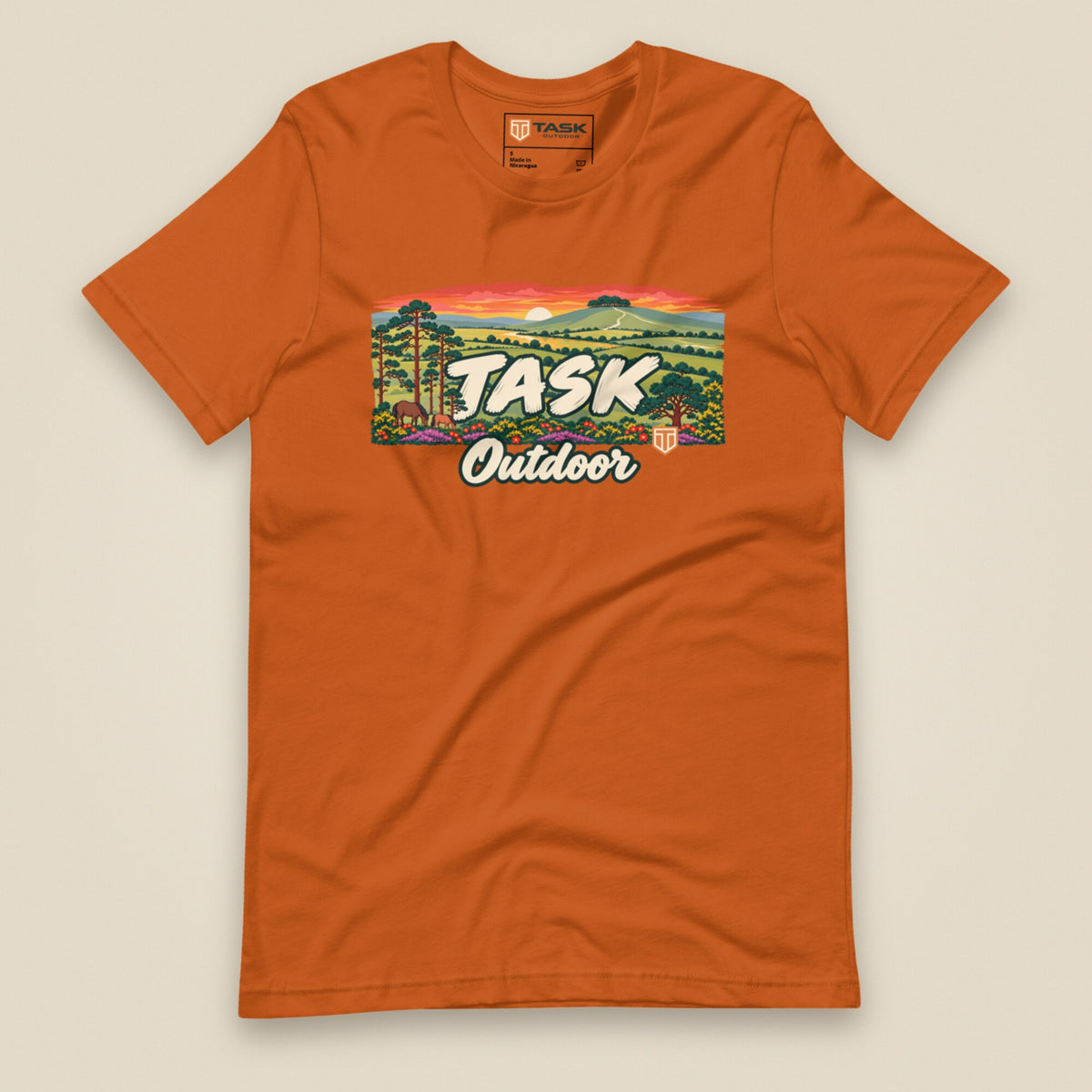 Hampshire Sunset Front Print Unisex T-Shirt in Autumn, front view