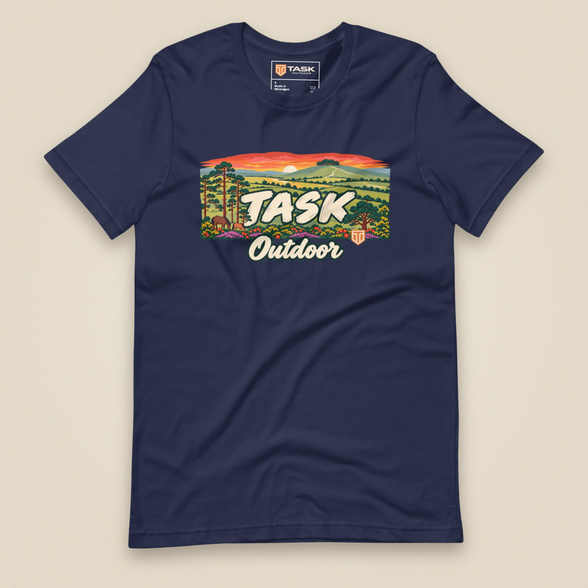 Hampshire Sunset Front Print Unisex T-Shirt in Navy, front view