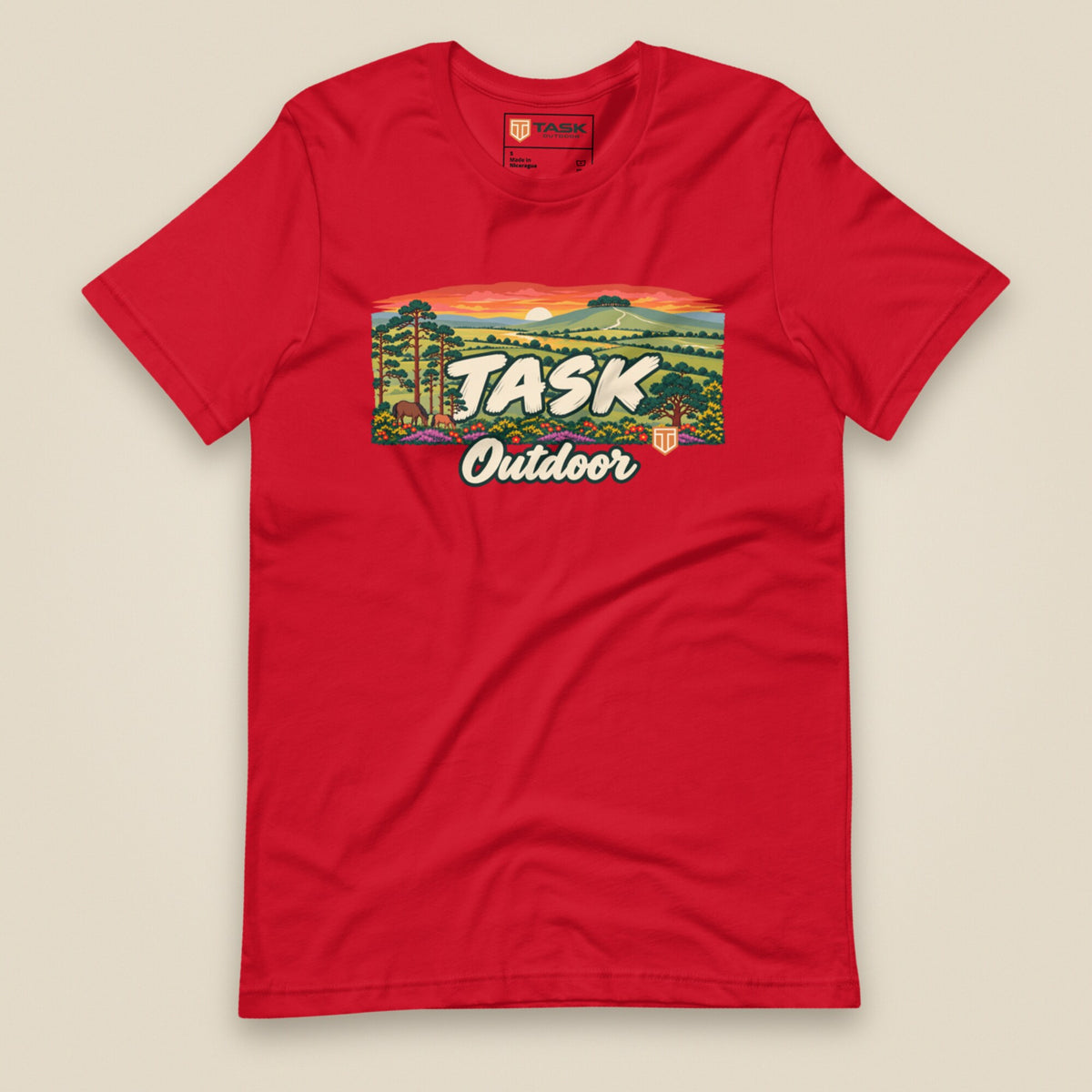 Hampshire Sunset Front Print Unisex T-Shirt in Red, front view