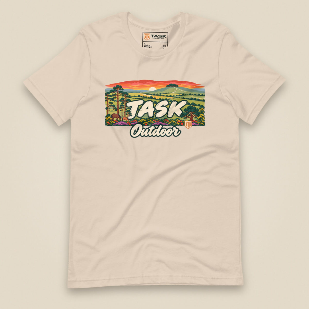 Hampshire Sunset Front Print Unisex T-Shirt in Soft Cream, front view