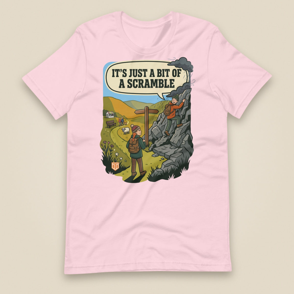 It's Just a Bit of a Scramble Unisex T-Shirt in Soft Pink, front view