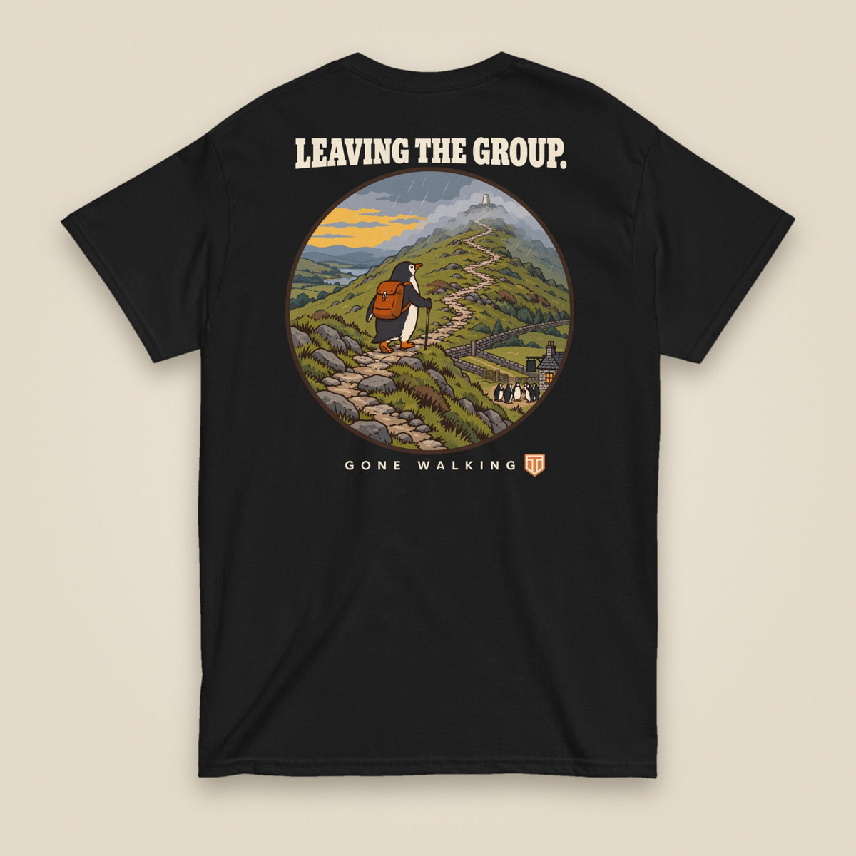 Leaving The Group Double Sided T-Shirt in Black, back view