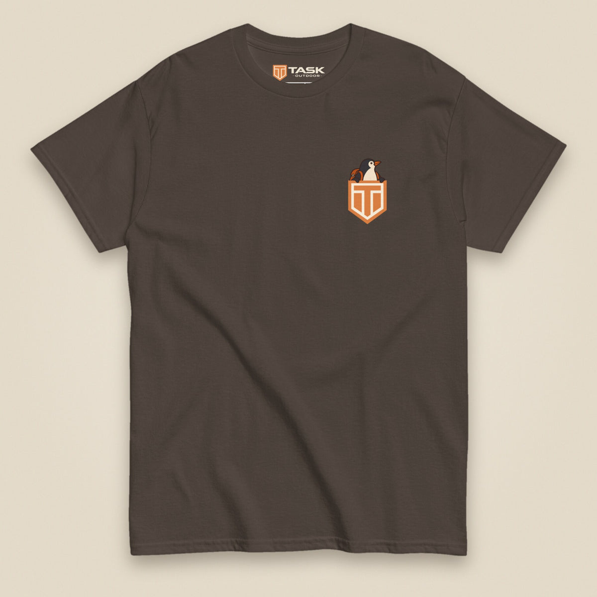 Leaving The Group Double Sided T-Shirt in Dark Chocolate, front view