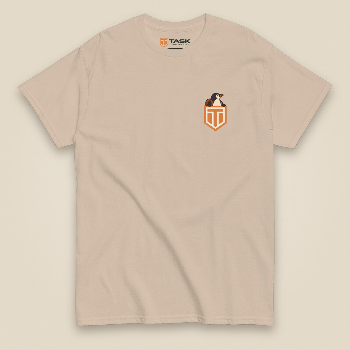 Leaving The Group Double Sided T-Shirt in Sand, front view