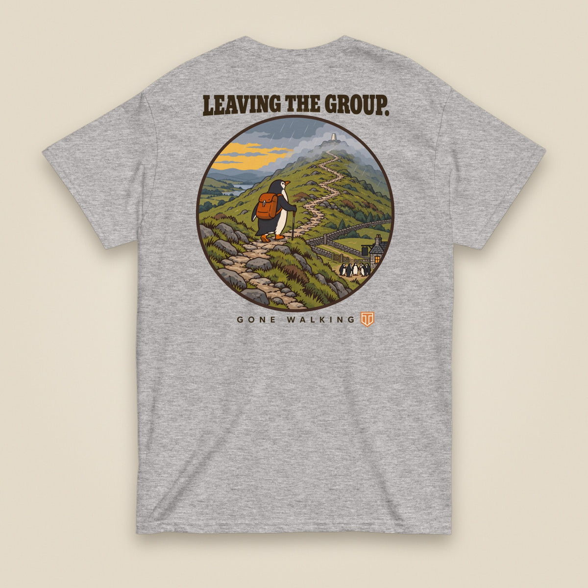 Leaving The Group Double Sided T-Shirt in Sport Grey, back view