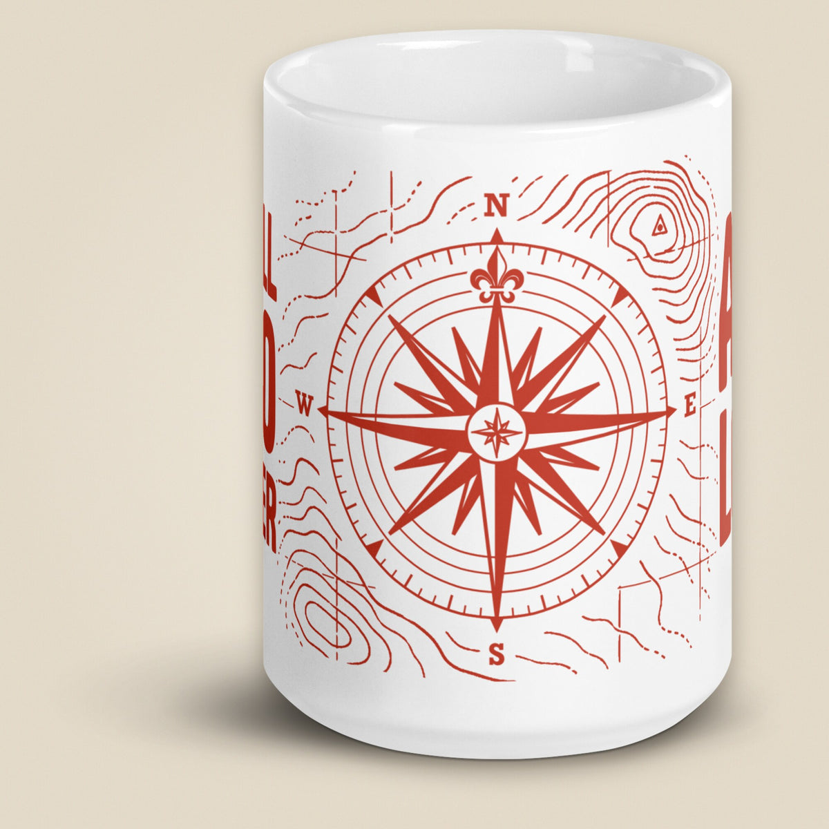 Not All Who Wander White Glossy Ceramic Mug in 15 oz, front view