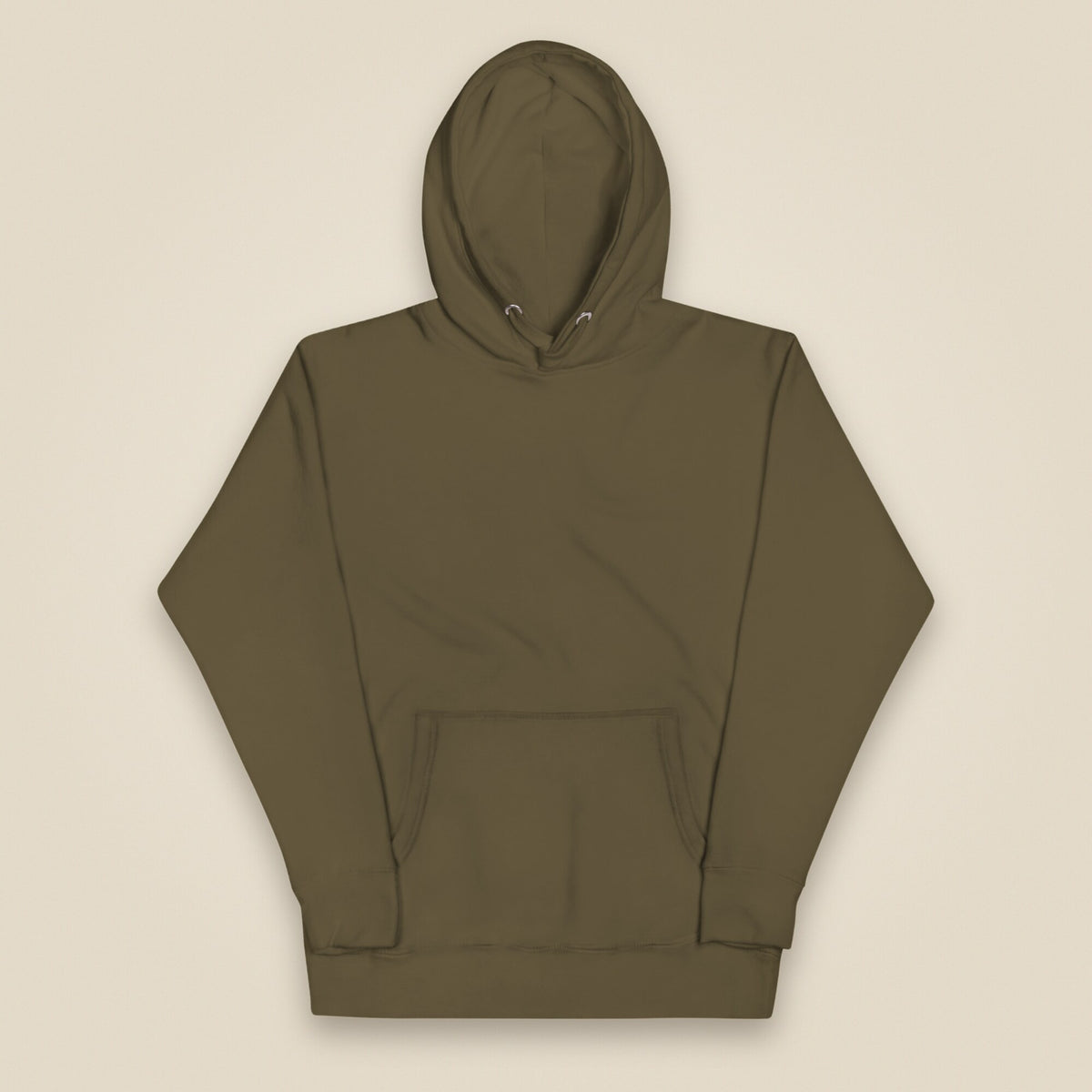 Pitch Late. Leave Early. Leave No Trace. Unisex Hoodie in Military Green, front view
