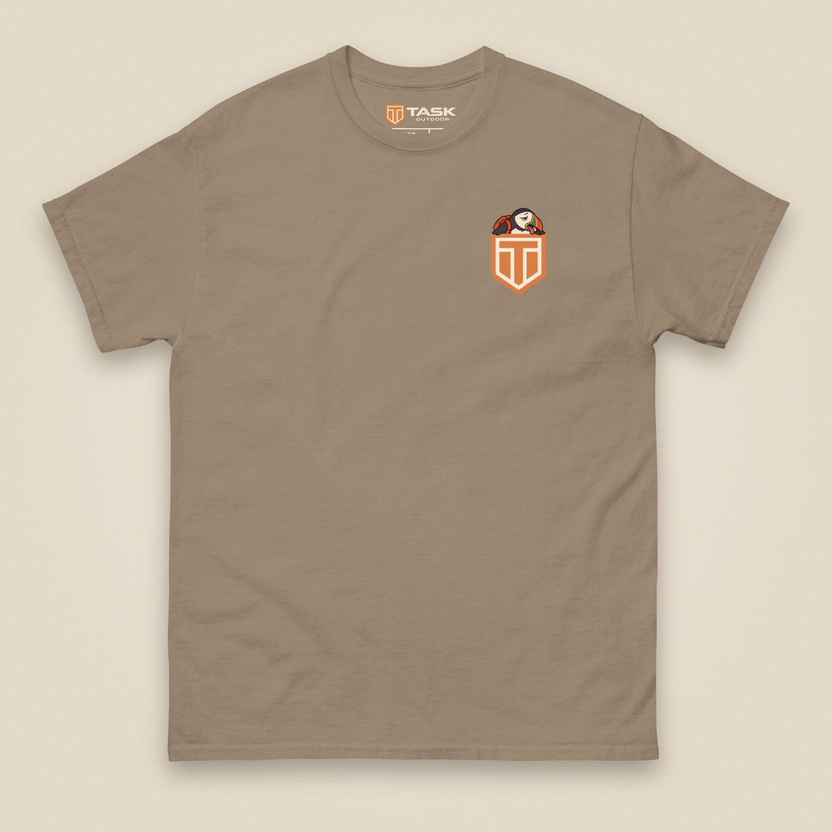 Puffed Out Double Sided T-Shirt in Brown Savana, front view