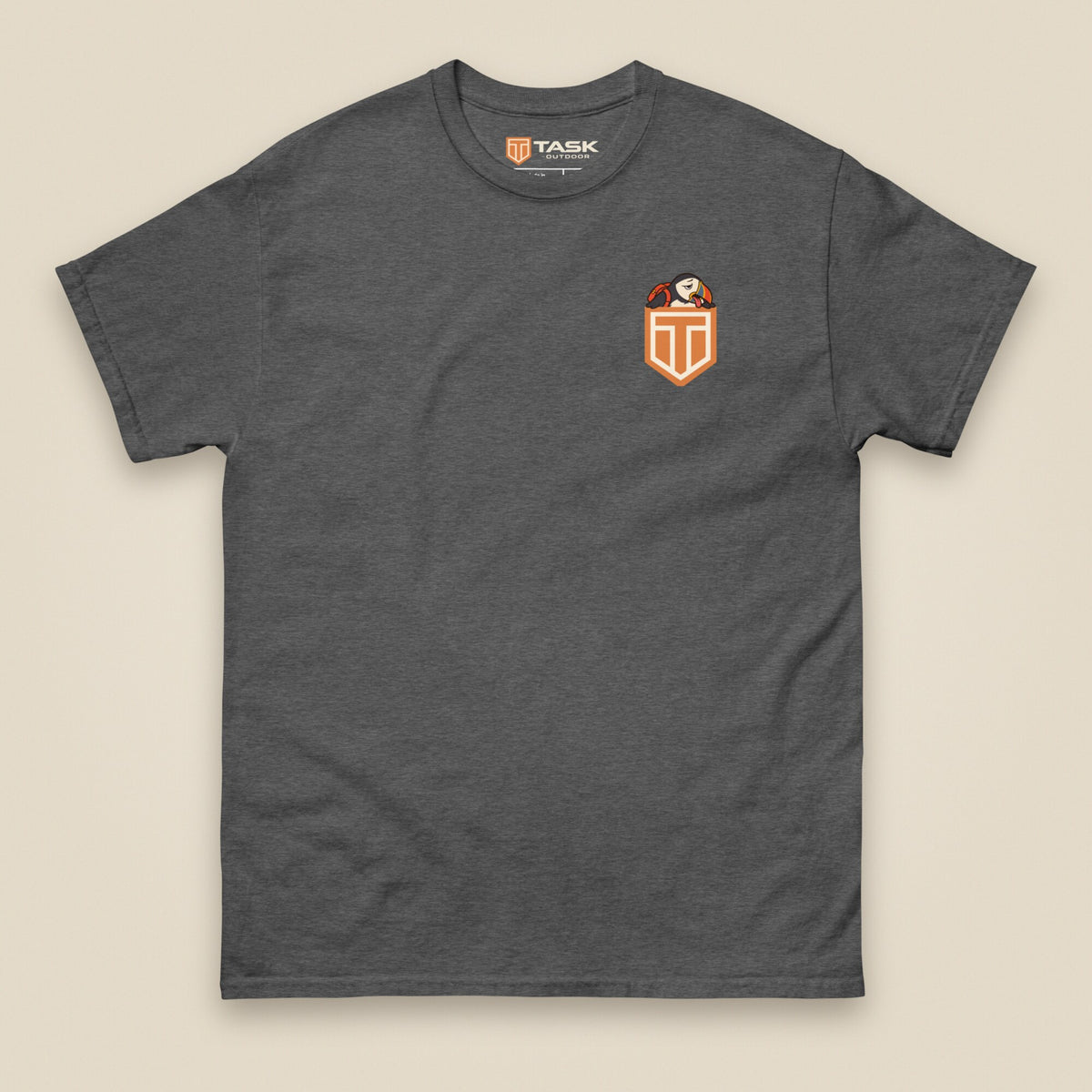 Puffed Out Double Sided T-Shirt in Dark Heather, front view