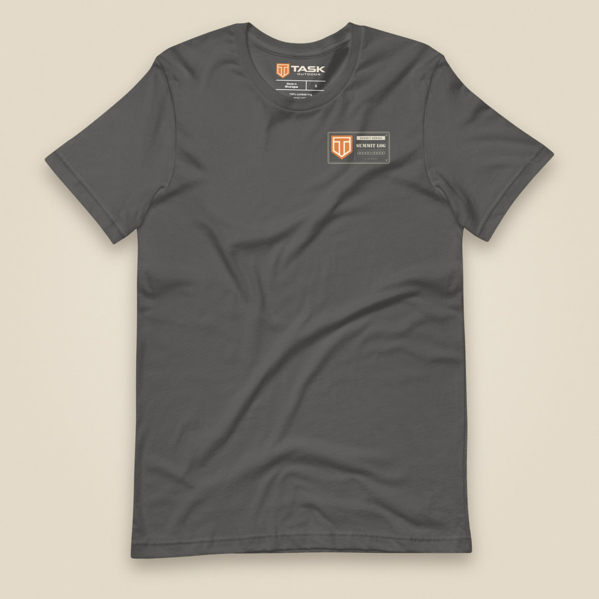 Summit Logbook 10 UK Peaks Premium Double Sided T-Shirt in Asphalt, front view