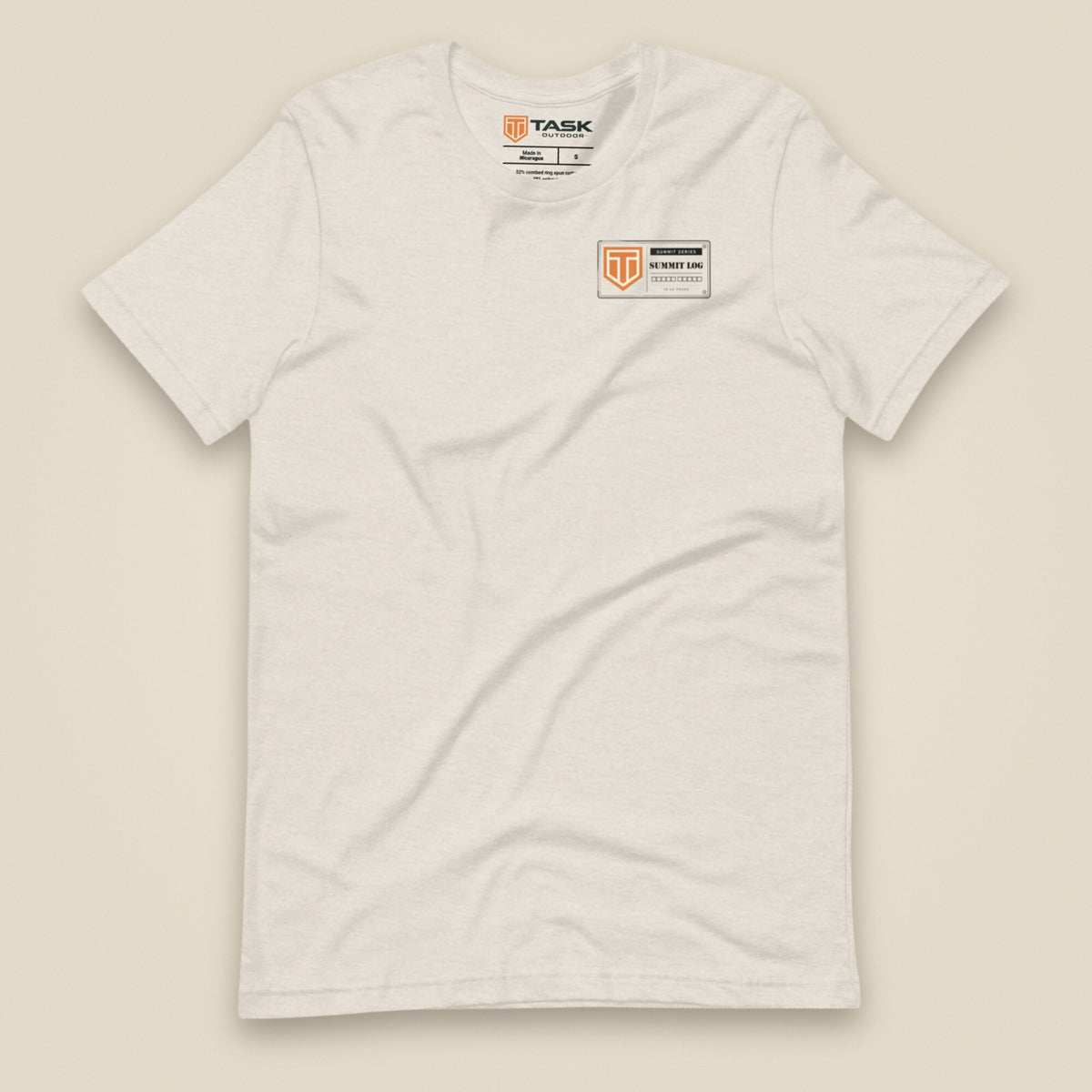 Summit Logbook 10 UK Peaks Premium Double Sided T-Shirt in Heather Dust, front view