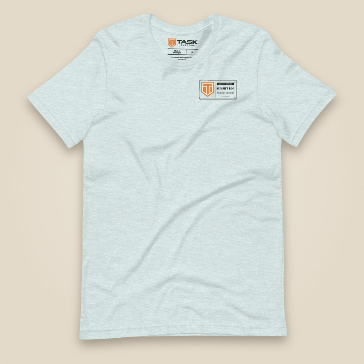 Summit Logbook 10 UK Peaks Premium Double Sided T-Shirt in Heather Prism Ice Blue, front view