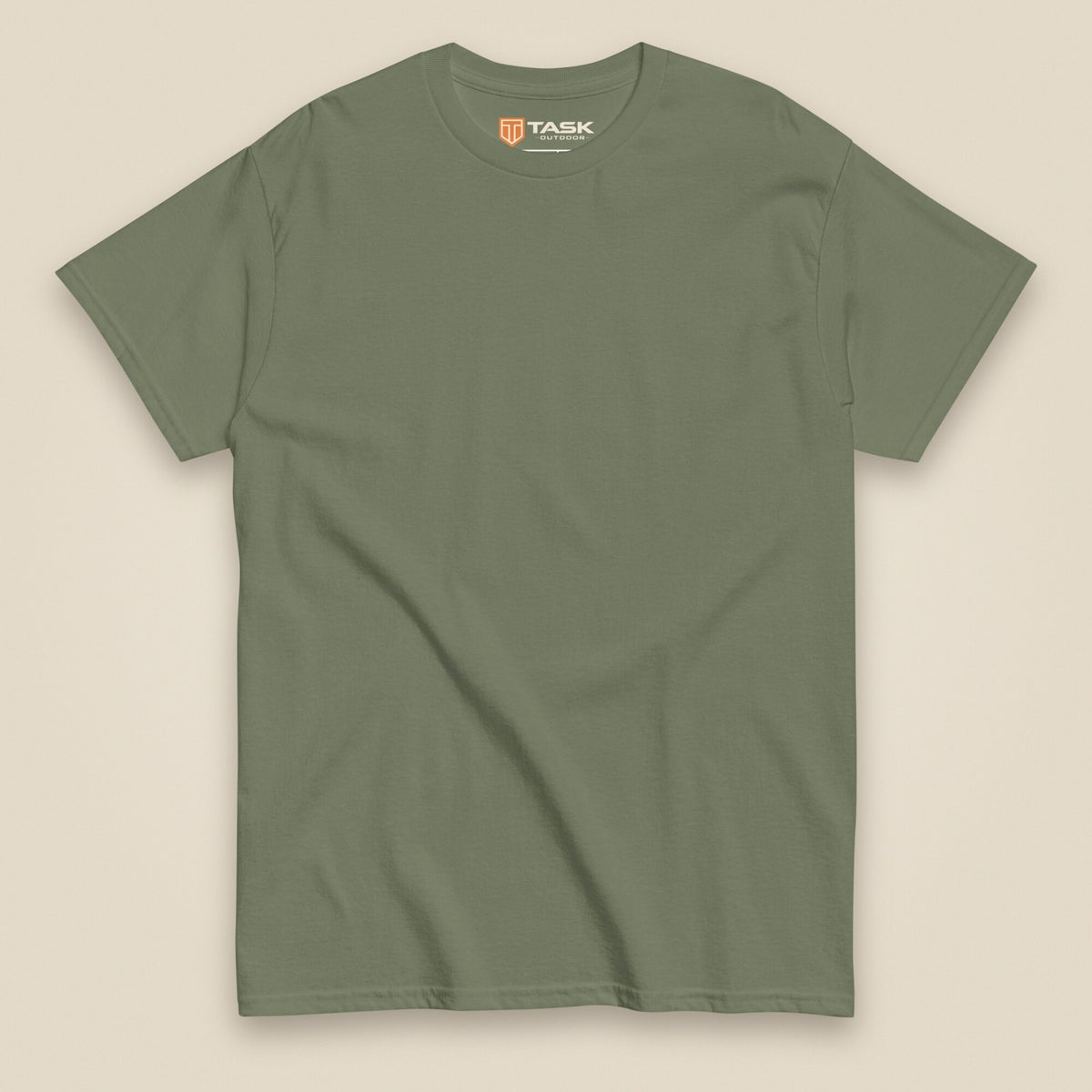 Tactybara Back Print T-Shirt in Military Green, front view