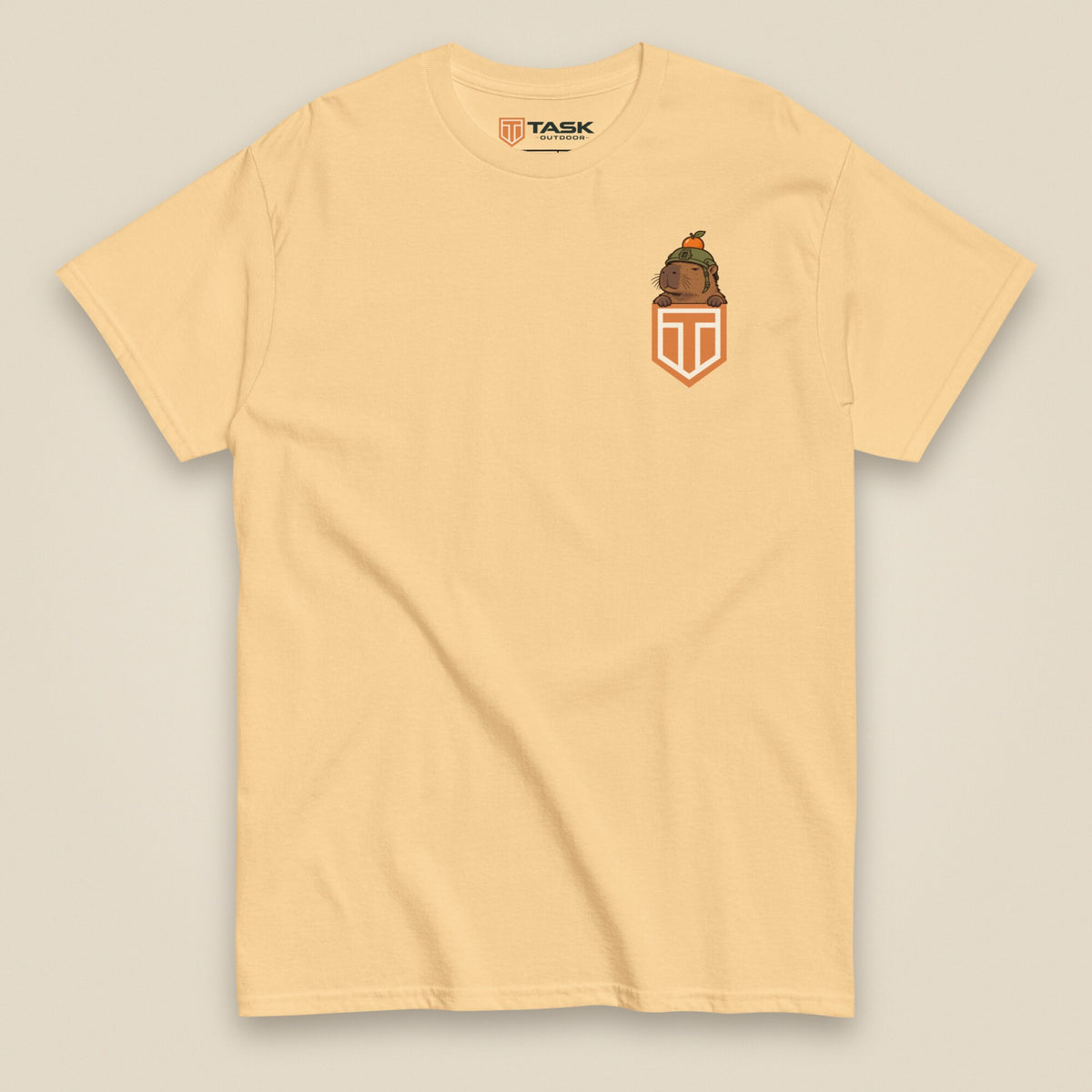 Tactybara Premium Double Sided T-Shirt in Yellow Haze, front view