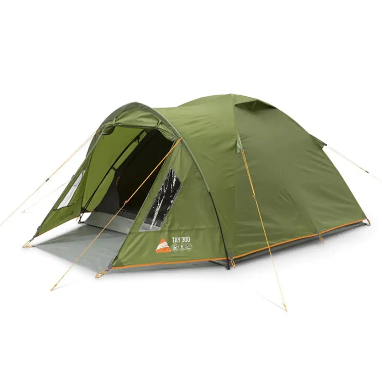 Vango Tay 300 tent in peridot green, pitched front view