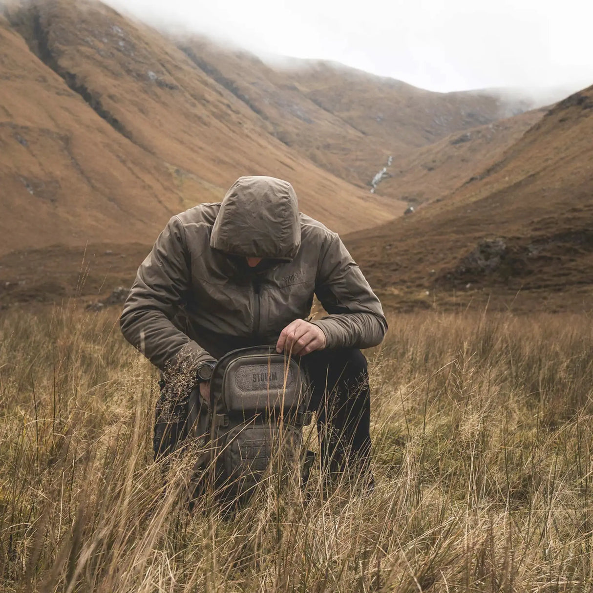 Stoirm Primaloft Thermal Jacket in ranger green lifestyle