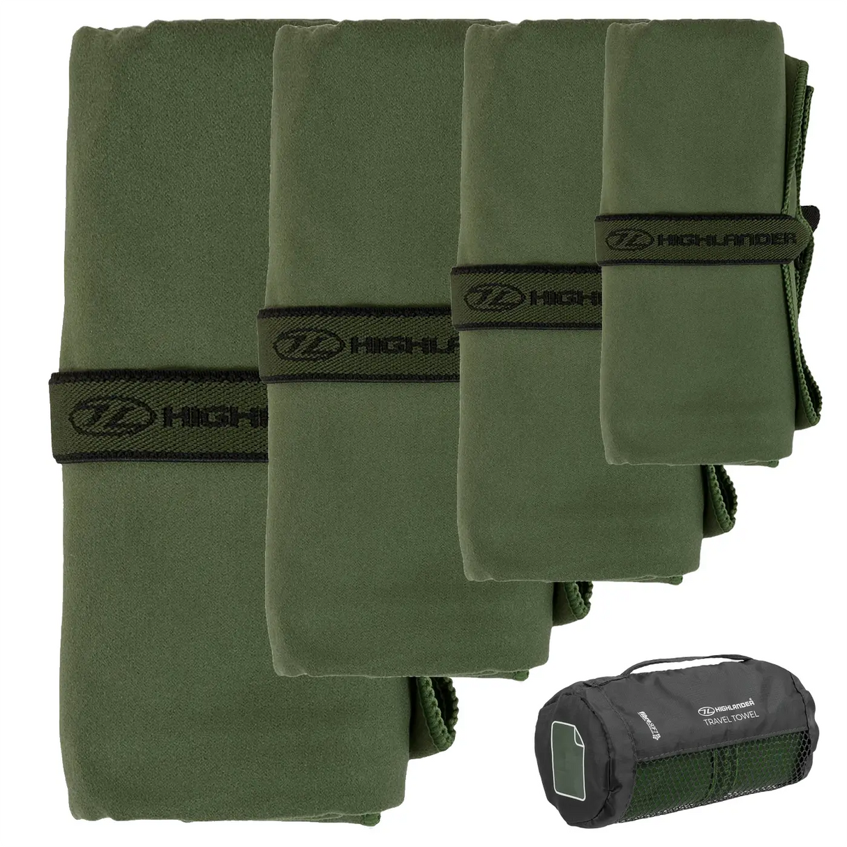 Highlander Microfibre Camping Towel Olive Green | Task Outdoor