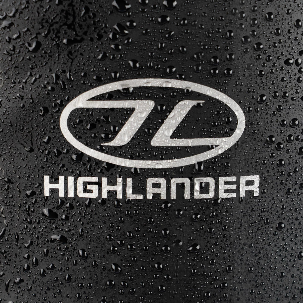 Highlander Troon Tri-Laminate Duffle Dry Bag 70L in black close up of logo