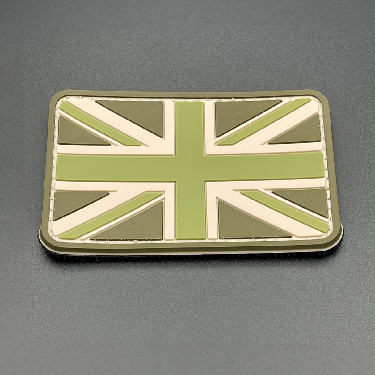 Green Subdued Union Jack Patch, PVC, Hook & Loop, 8cm | Task Outdoor