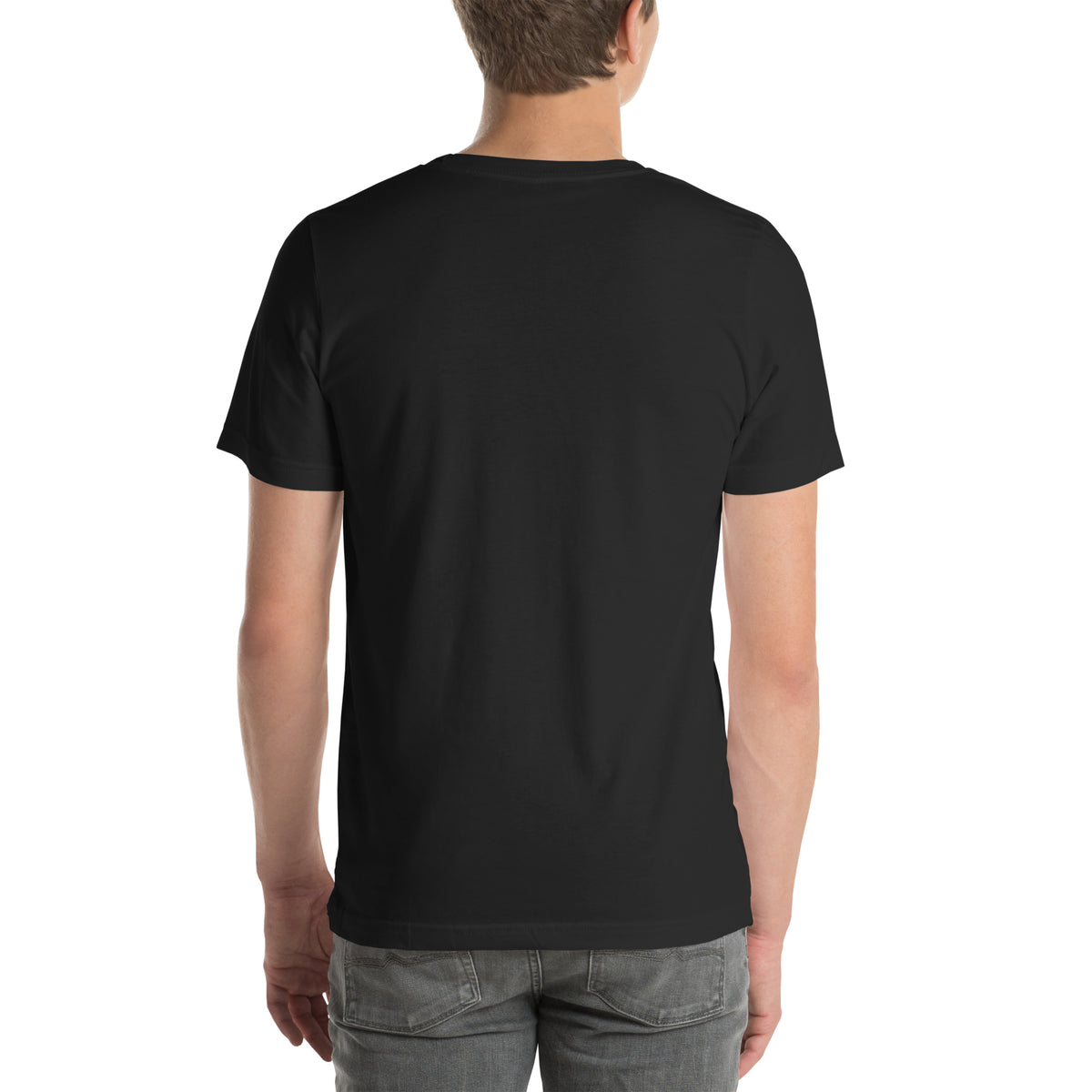 Man wearing the It's Just Over the Brow T-Shirt in Vintage Black, plain back view