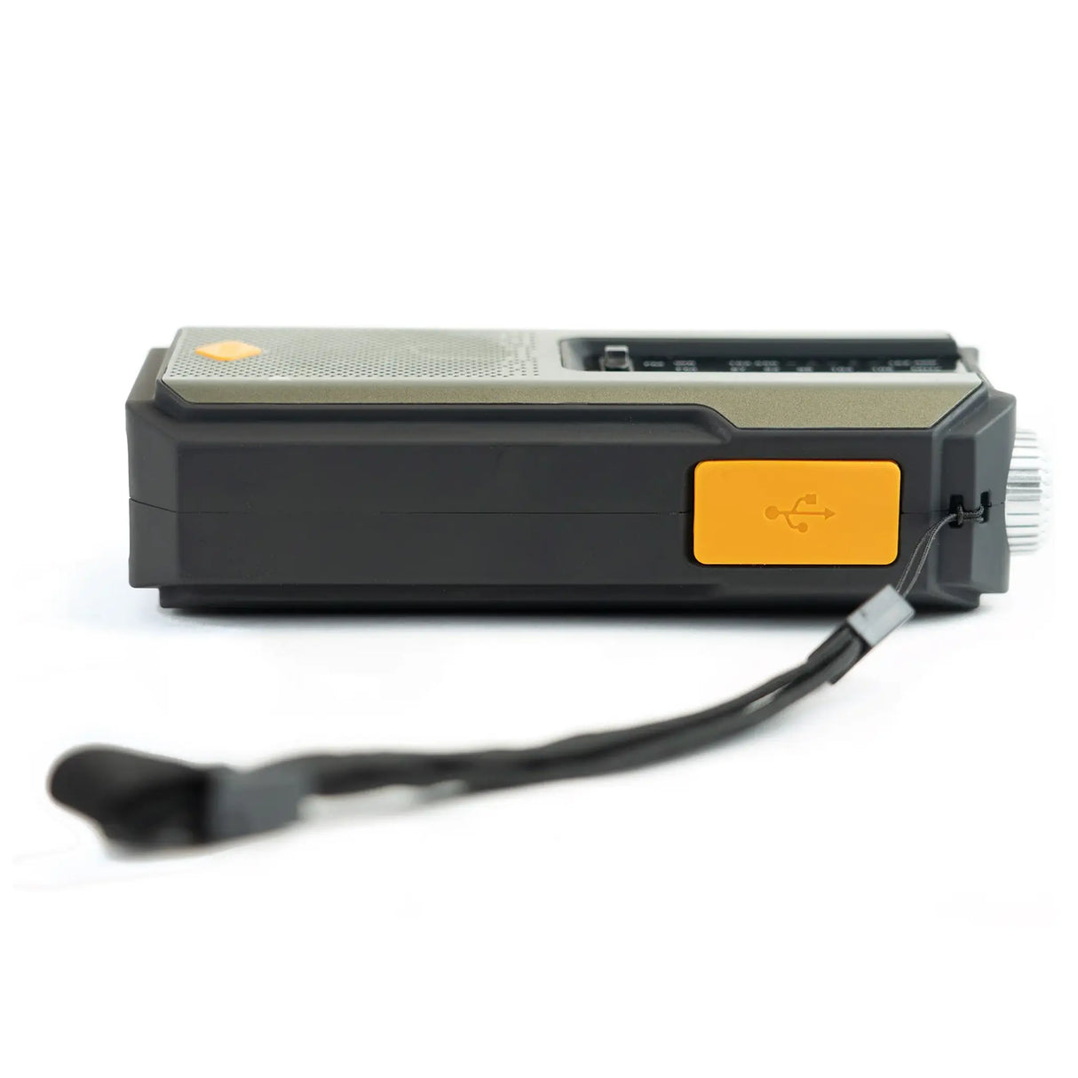 Highlander Universal Survival Emergency Hub radio from the bottom on white background