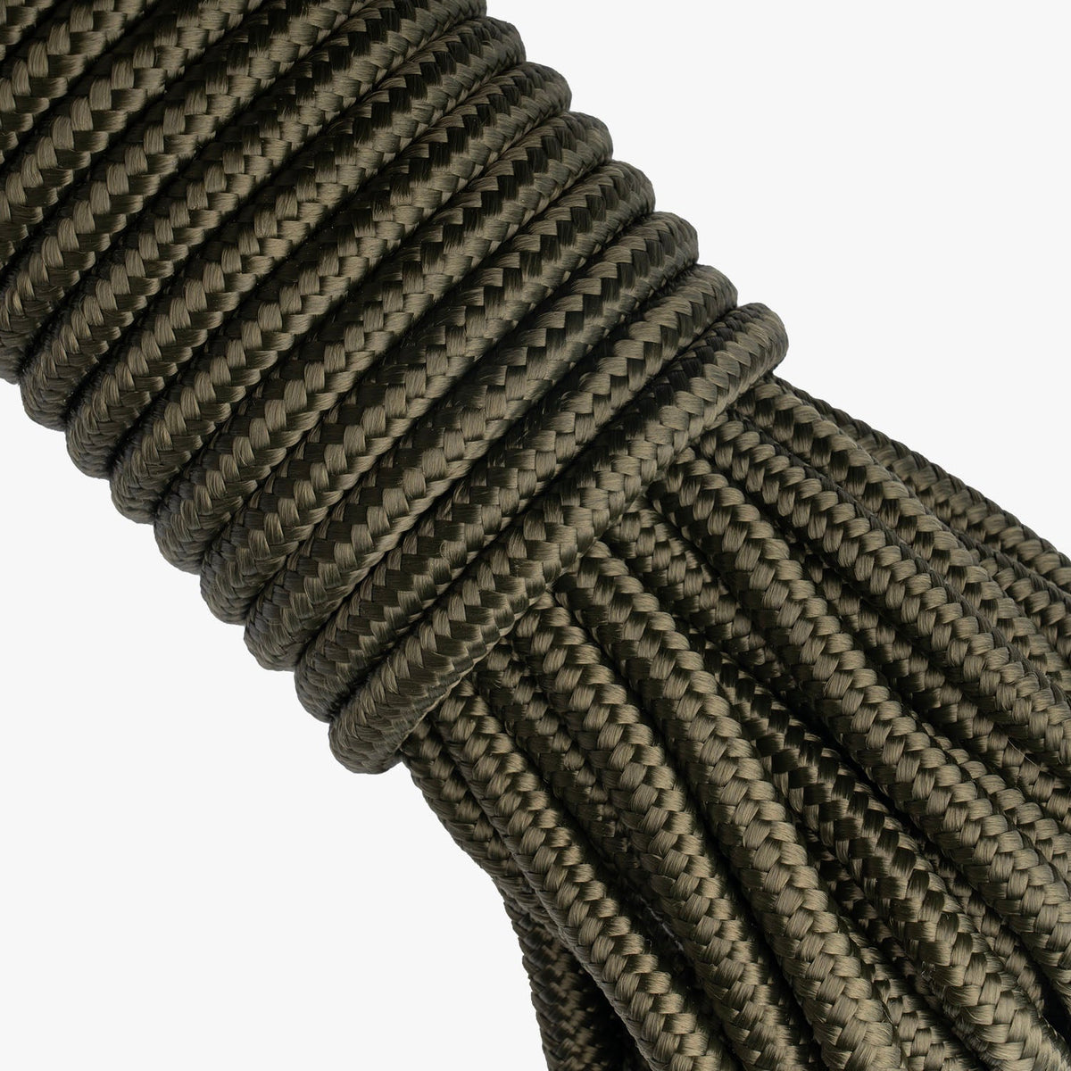 Close-up of the braided polyester outer on the Highlander Utility Rope, 9mm