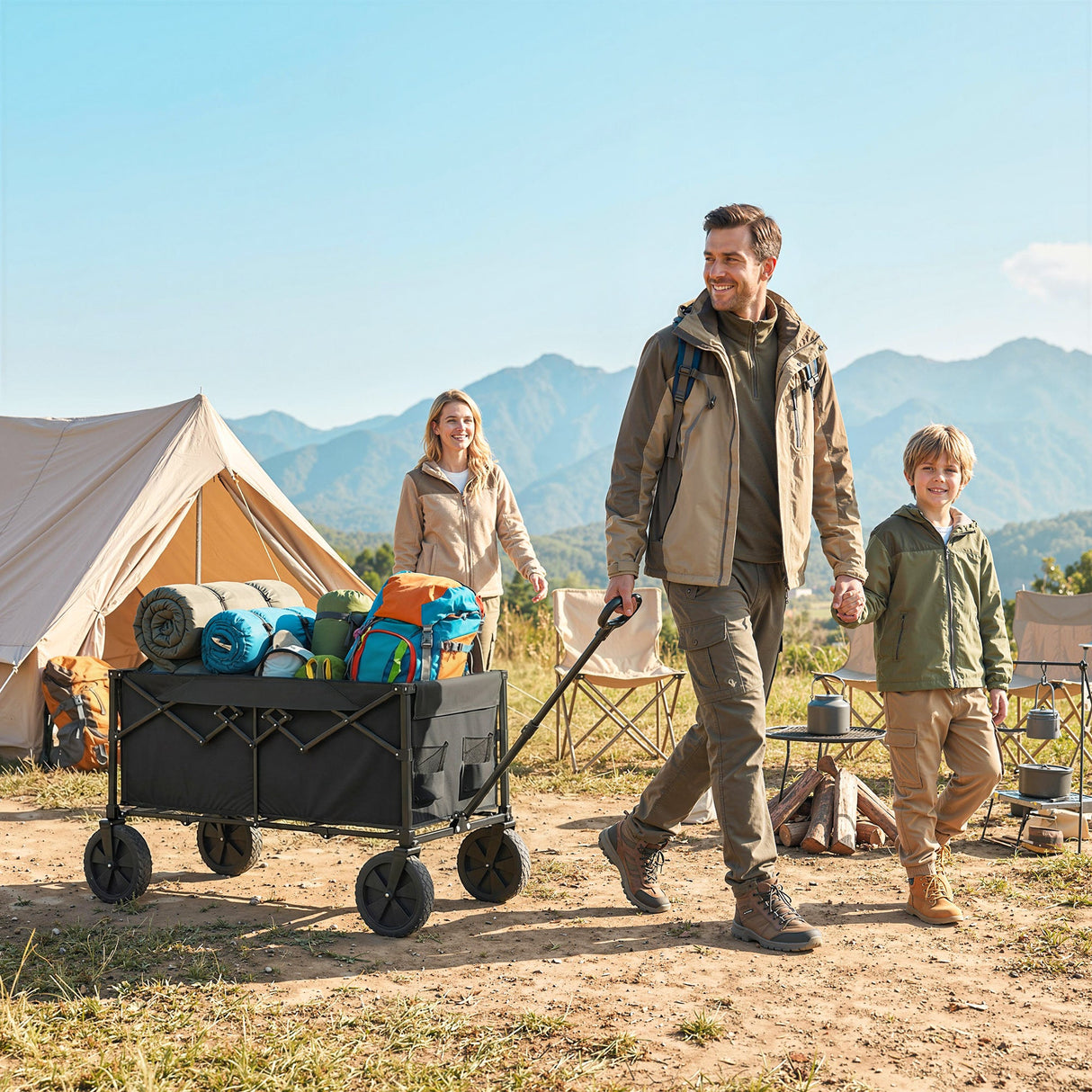 Outsunny 95L Festival Trolley on Wheels - Black alternate front angle