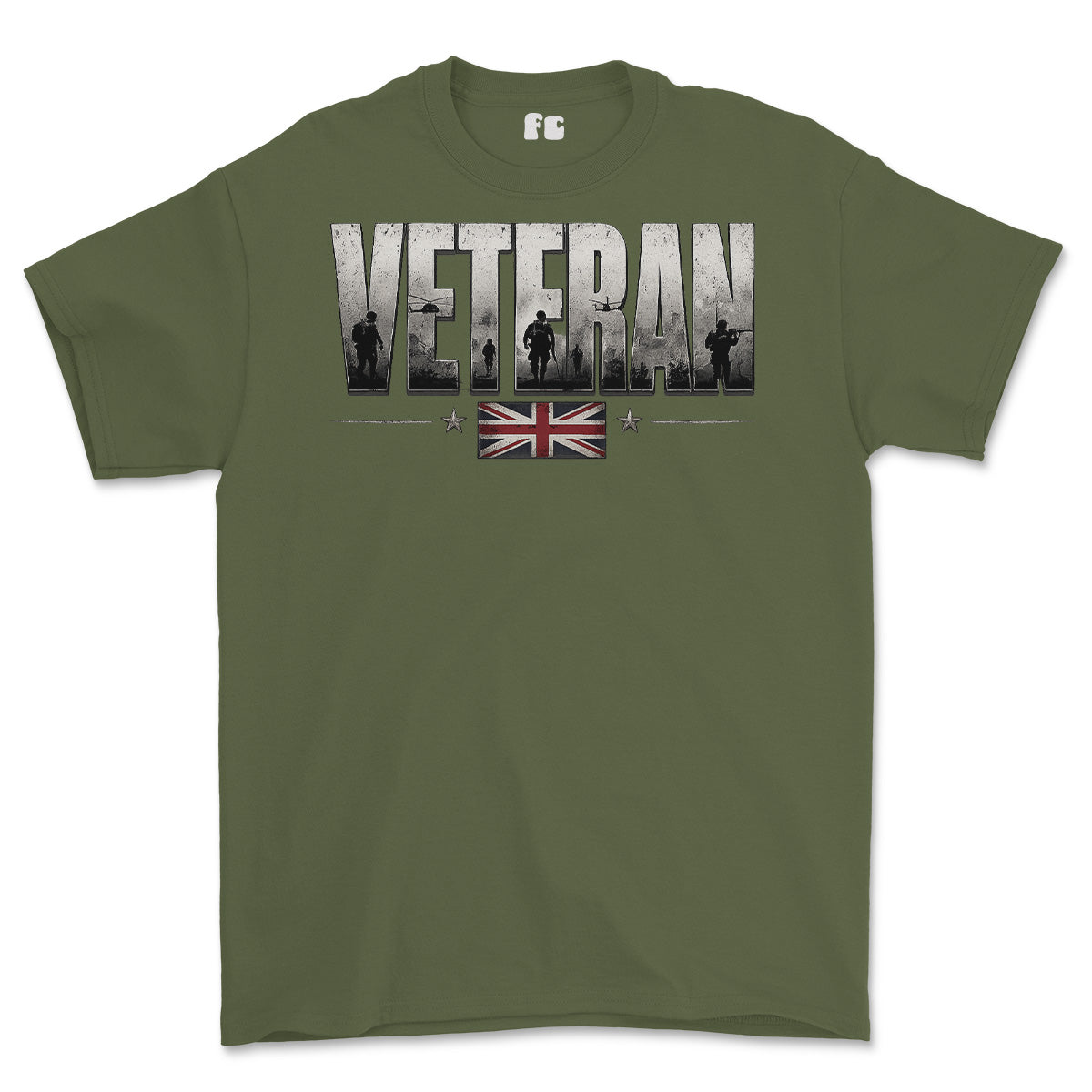 British Army Veteran Printed T-Shirt - Olive Green