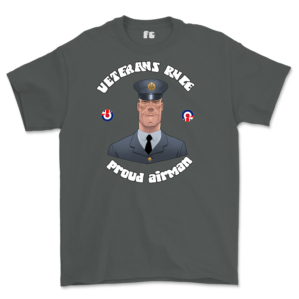 Veterans Rule 'Proud RAF Airman' Printed T-Shirt - Charcoal
