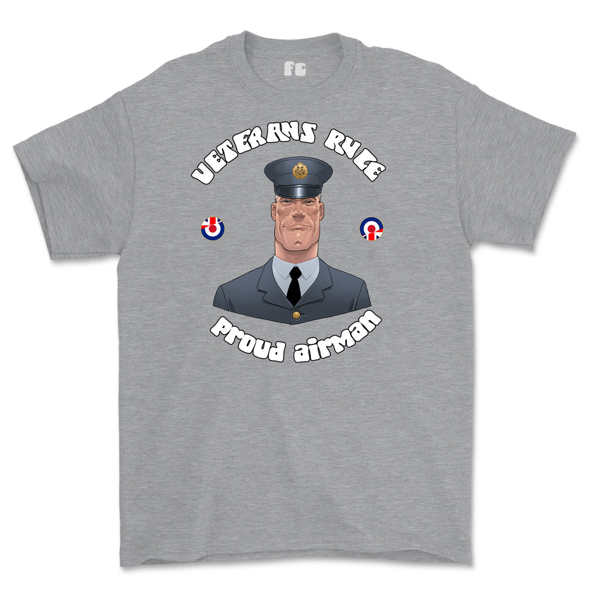 Veterans Rule 'Proud RAF Airman' Printed T-Shirt - Sports Grey
