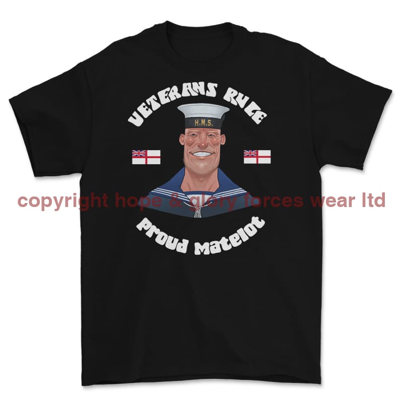 Veterans Rule 'Proud Matelot' Printed T-Shirt - Black