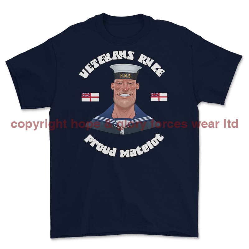 Veterans Rule 'Proud Matelot' Printed T-Shirt - Navy Blue