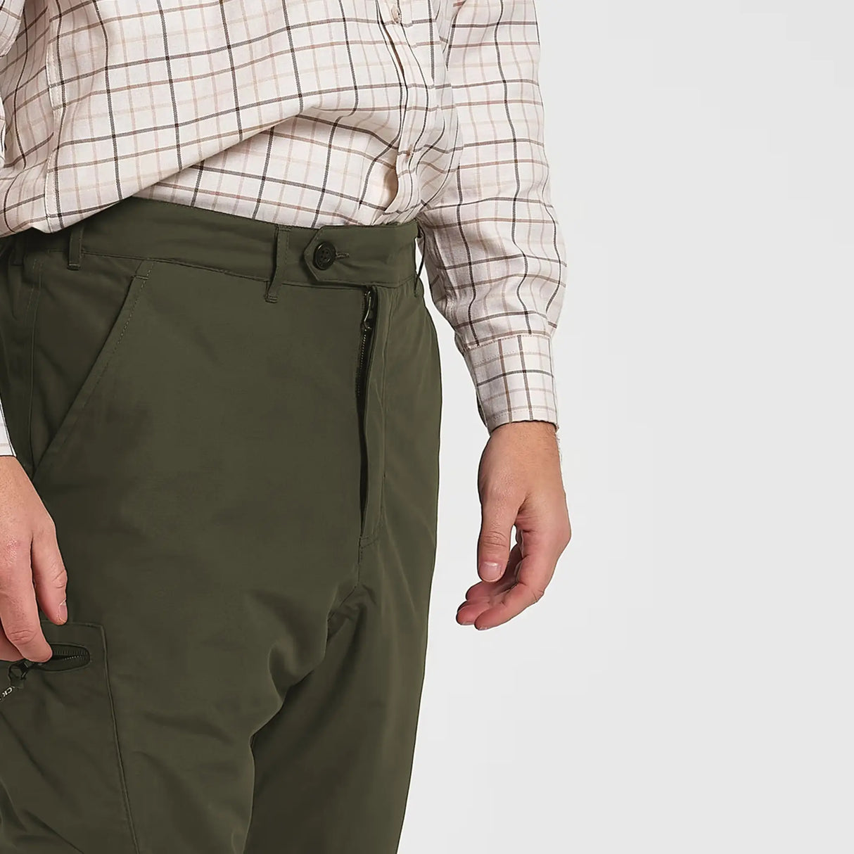 Jack Pyke Weardale Waterproof Trousers in green close up of waist