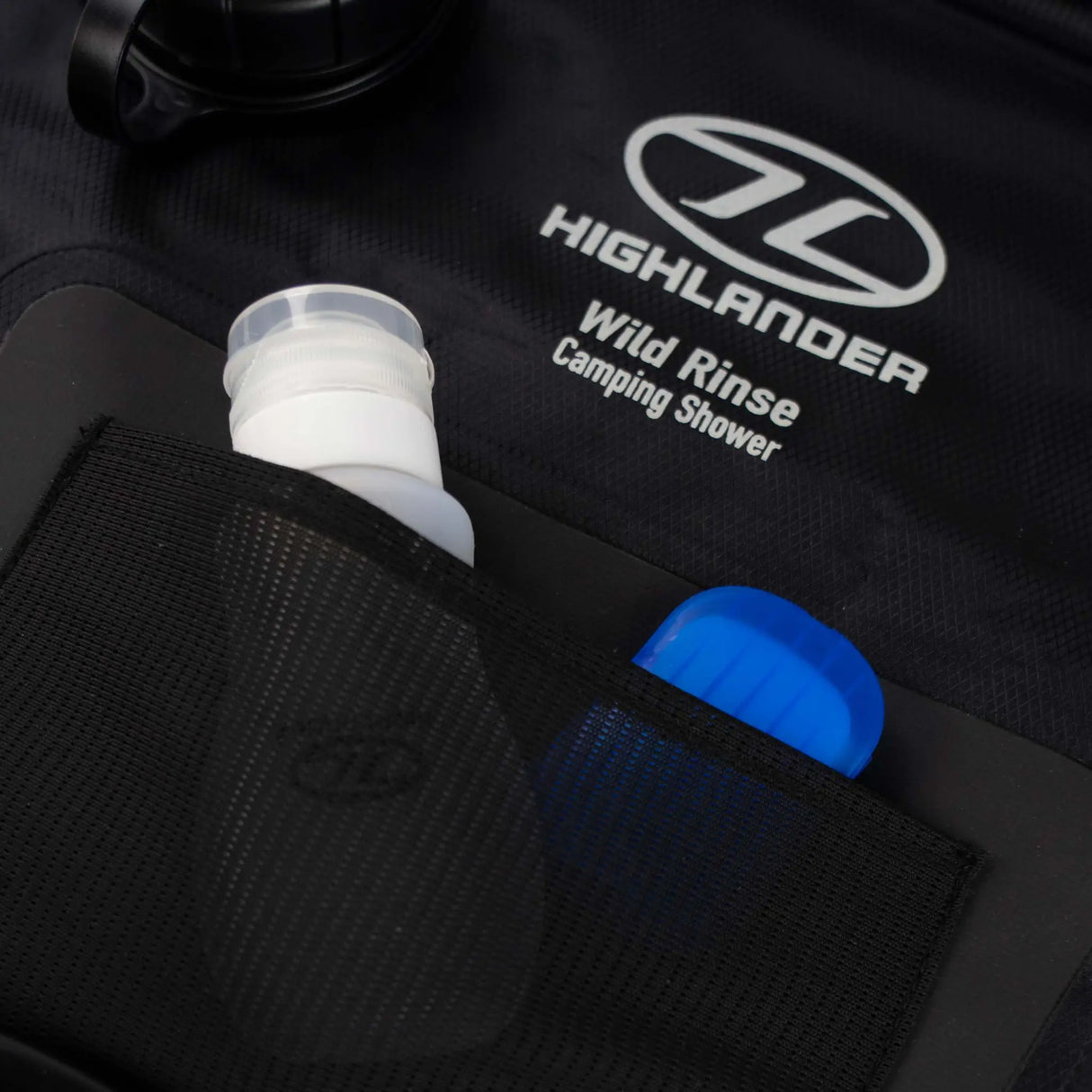 Highlander Wild Rinse Camping Solar Shower 15L on white background