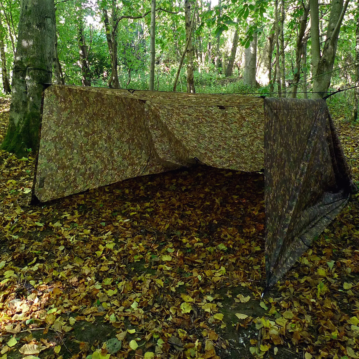 DD Tarp XL in MC Camo for camping as a shelter
